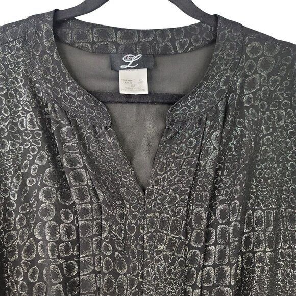 Vintage 90s Libra Black Sheer Snake Print Blouse Elastic Waist Small Canada - Picture 2 of 10